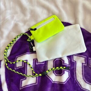 Free People Neon Yellow & White Crossbody Pouch Set
